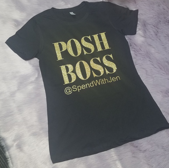 Posh Boss Red or Gold Glitter Women's T-Shirt NWT - Picture 5 of 5